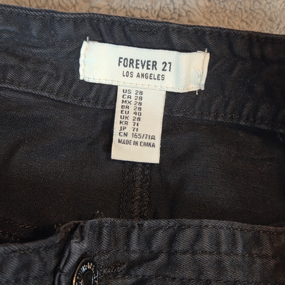 VTG Forever 21 Charcoal Denim Skirt O Zip Front Mini Skirt Casual Y2K Size 28 - Picture 4 of 7